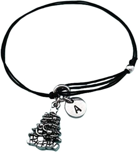 Christmas tree cord bracelet, Christmas tree charm bracelet, adjustable bracelet, charm bracelet, personalized bracelet, initial, monogram in Kuwait