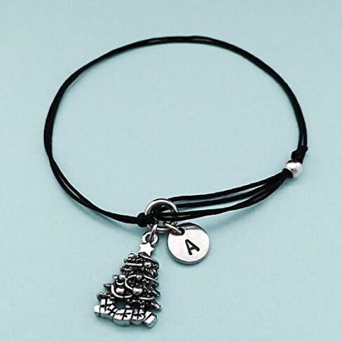 Christmas tree cord bracelet, Christmas tree charm bracelet, adjustable bracelet, charm bracelet, personalized bracelet, initial, monogram in Kuwait