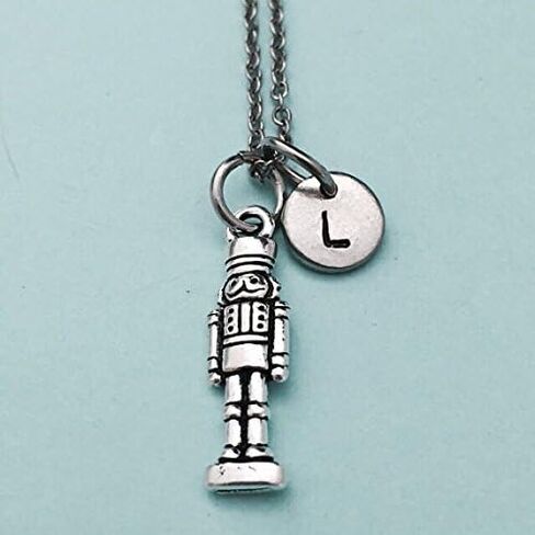 Nutcracker necklace, nutcracker charm, Christmas necklace, personalized necklace, initial necklace, initial charm, monogram in Saudi Arabia