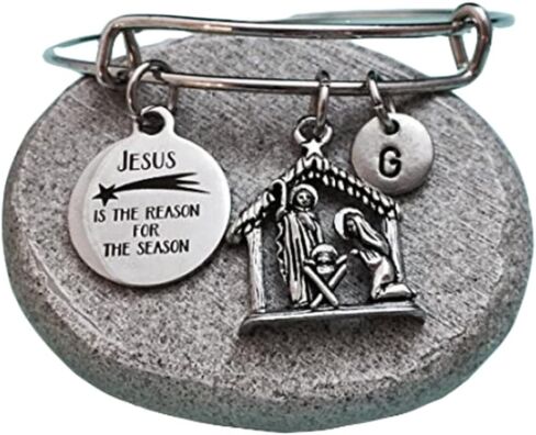 Christmas bangle, Christmas charm bracelet, expandable bangle, charm bangle, personalized bracelet, initial bracelet, monogram in Kuwait