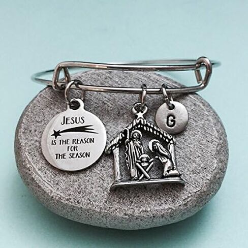 Christmas bangle, Christmas charm bracelet, expandable bangle, charm bangle, personalized bracelet, initial bracelet, monogram in Kuwait