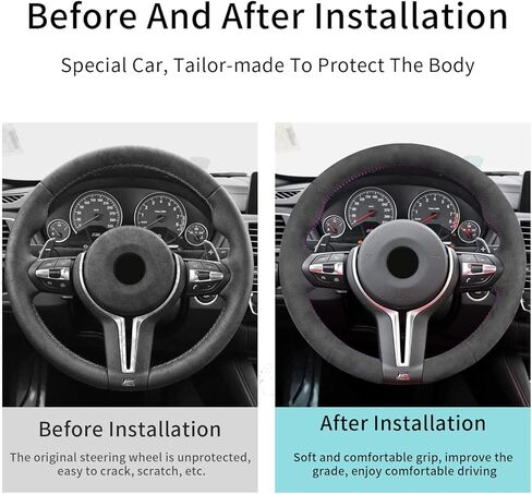 Hand Sewn Steering Wheel Cover,Fit for F87 M2 F80 M3 F82 M4 2 M5 F12 F13 M6 F85 X5 M F86 X6 M F33 F30 M Sport,Non-Slip Breathable Suede Leather Steering Wheel Cover on Wrap in Saudi Arabia