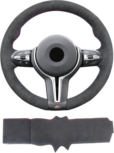 Hand Sewn Steering Wheel Cover,Fit for F87 M2 F80 M3 F82 M4 2 M5 F12 F13 M6 F85 X5 M F86 X6 M F33 F30 M Sport,Non-Slip Breathable Suede Leather Steering Wheel Cover on Wrap in Kuwait