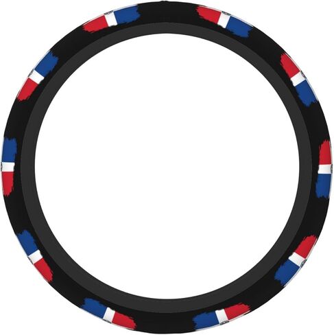 Dominican Republic Dominicans Republic Flag Steering Wheel Cover for Men Women Universal Fit 15 Inch Anti-Slip Elastic Thickened Steering Wheel Cover in Saudi Arabia