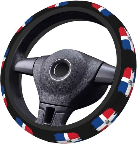 Dominican Republic Dominicans Republic Flag Steering Wheel Cover for Men Women Universal Fit 15 Inch Anti-Slip Elastic Thickened Steering Wheel Cover in Saudi Arabia