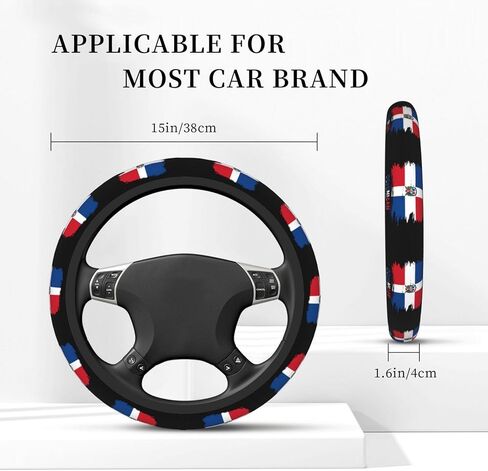Dominican Republic Dominicans Republic Flag Steering Wheel Cover for Men Women Universal Fit 15 Inch Anti-Slip Elastic Thickened Steering Wheel Cover in Saudi Arabia