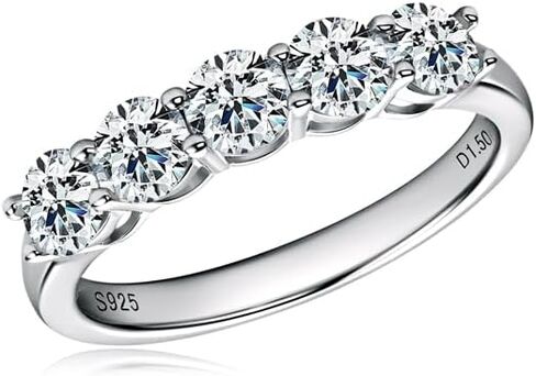 جيهانا مويسانيتي خواتم الخلود خواتم الزفاف D اللون VVS1 وضوح دائري قطع رائعة 925 الفضة الاسترليني 5-ستون نصف الخلود الفرقة in Kuwait