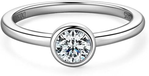 0.5ct Moissanite Bezel Solitaire 925 Sterling Silver Engagement Ring 3-12 S093 in Kuwait