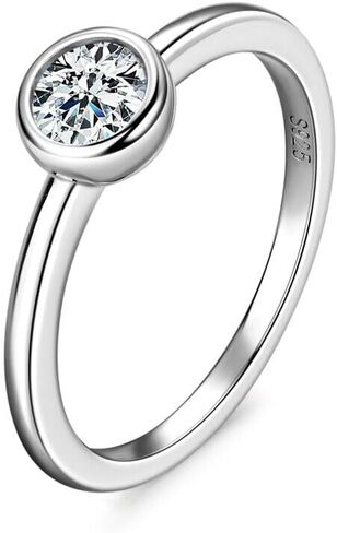 0.5ct Moissanite Bezel Solitaire 925 Sterling Silver Engagement Ring 3-12 S093 in Kuwait