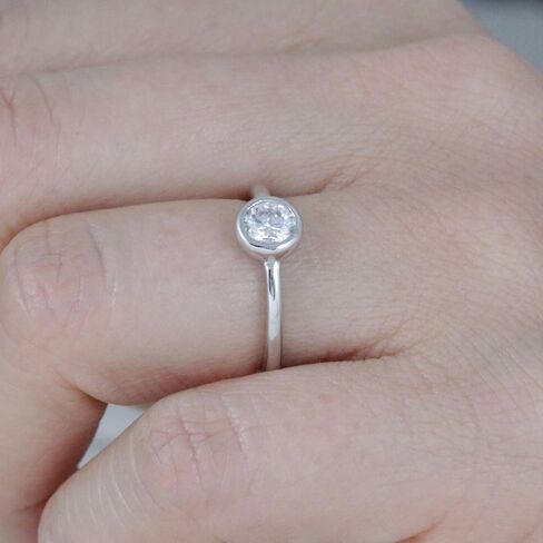 0.5ct Moissanite Bezel Solitaire 925 Sterling Silver Engagement Ring 3-12 S093 in Kuwait