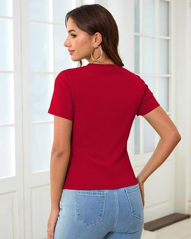 Abardsion Cotton Basic Tees for Women Spring Outfits Tops 2026 Short Sleeve Crewneck Slim Fit T Shirts in Saudi Arabia