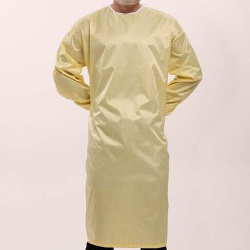 Pack of 1 | Phoenix Reusable AAMI Level 2 Isolation Gowns Longsleeve with Elastic Cuffs, Universal Size, Yellow PPE Protective 99% Filament Polyester and 1% Carbon-Infused Filament Nylon in Kuwait