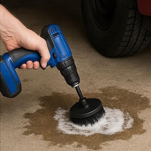 Diamond Shine 5-Piece Firm Bristle Drill Brush Set, Black Nylon Brushes with Hex Shank, 2-5 Inch Diameter Heads, Power Scrubber for Tile, Grout, Tubs with Extension Rod in Kuwait