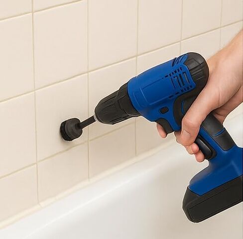 Diamond Shine 5-Piece Firm Bristle Drill Brush Set, Black Nylon Brushes with Hex Shank, 2-5 Inch Diameter Heads, Power Scrubber for Tile, Grout, Tubs with Extension Rod in Kuwait