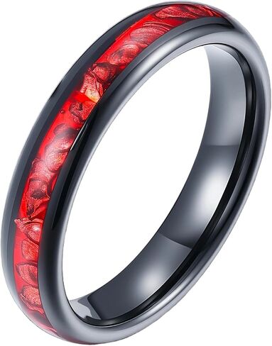 4mm Tungsten Wedding Bands for Women Black Gold Plated Tungsten Carbide Ring with Synthetic Ruby Inlaid Promise Engagement Rings for Her Domed Edges Comfort Fit Size 5-10 in Kuwait