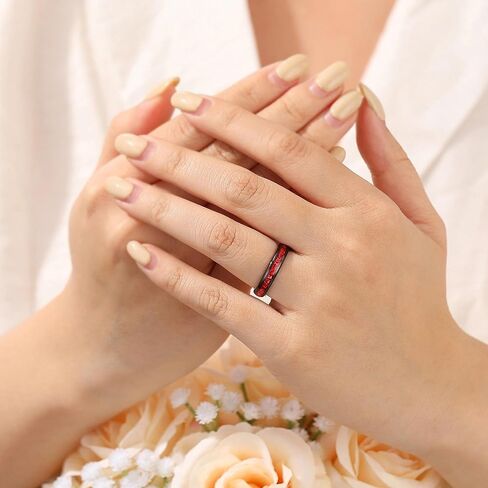 4mm Tungsten Wedding Bands for Women Black Gold Plated Tungsten Carbide Ring with Synthetic Ruby Inlaid Promise Engagement Rings for Her Domed Edges Comfort Fit Size 5-10 in Kuwait