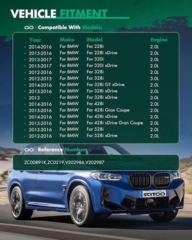 مجموعة سلسلة التوقيت SCITOO مناسبة لسيارات BMW 228i,228i xDrive,320i,320i xDrive,328i,328i GT xDrive,328i xDrive,428i,428i Gran Coupe,428i xDrive,528i,528i xDrive,X1,X3,X4,Z4 2012-2017 ZC00891K، ZC0219 in Saudi Arabia