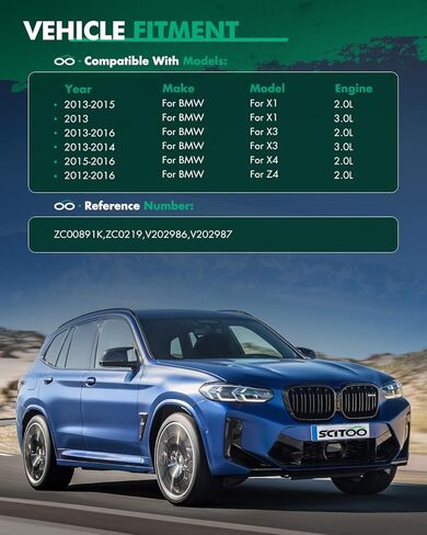 مجموعة سلسلة التوقيت SCITOO مناسبة لسيارات BMW 228i,228i xDrive,320i,320i xDrive,328i,328i GT xDrive,328i xDrive,428i,428i Gran Coupe,428i xDrive,528i,528i xDrive,X1,X3,X4,Z4 2012-2017 ZC00891K، ZC0219 in Saudi Arabia