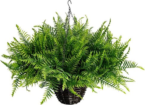 2PCS Fake Hanging Plant- Boston Ferns UV Resistant Plastic Plants - Perfect for Outdoor Décor with Lifelike Beauty (Persian-Green) in Saudi Arabia