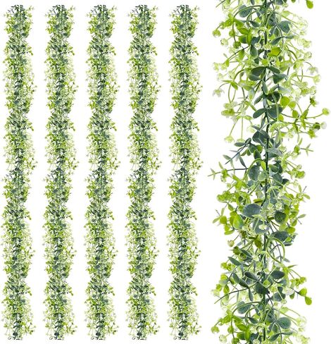 6 قطع من إكليل الخضرة الاصطناعية، 5.8 قدم من إكليل الخضرة الصناعية إجمالي 35 قدم نباتات معلقة من الكرمة الاصطناعية لحفلات الزفاف، والحفلات، وديكور الغرفة، وغرفة النوم، وديكور الطاولة، والقوس in Kuwait