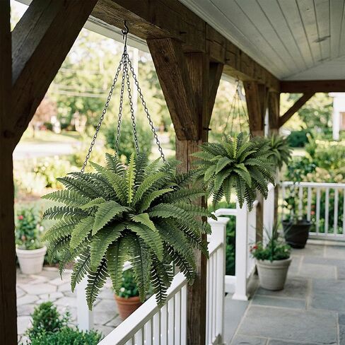 Fake Ferns - Set of 2 Faux Boston Ferns Large Artificial Plants, 40 Leaves per Bouquet, 35 Inches Large Artificial Ferns for Outdoors/Indoor Home, Office, Garden Decoration in Saudi Arabia