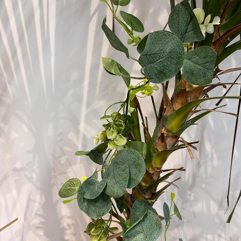 2 Pcs Artificial Eucalyptus Garland 5.9 Ft Faux Hanging Eucalyptus Leaves Vines with Flowers for Home Wedding Party Wall Decoration in Kuwait