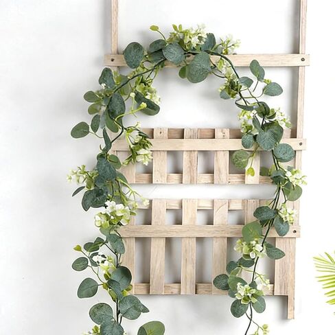 2 Pcs Artificial Eucalyptus Garland 5.9 Ft Faux Hanging Eucalyptus Leaves Vines with Flowers for Home Wedding Party Wall Decoration in Kuwait