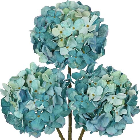 Oairse Dusky Rose Hydrangea Artificial Flowers, 19.6in Dried Textured Silk Hydrangea Flowers with Stems 3 Pcs Fake Flower Bouquet Faux Floral Stems Artificial Flower Bulk for Table Wedding Home Decor in Saudi Arabia
