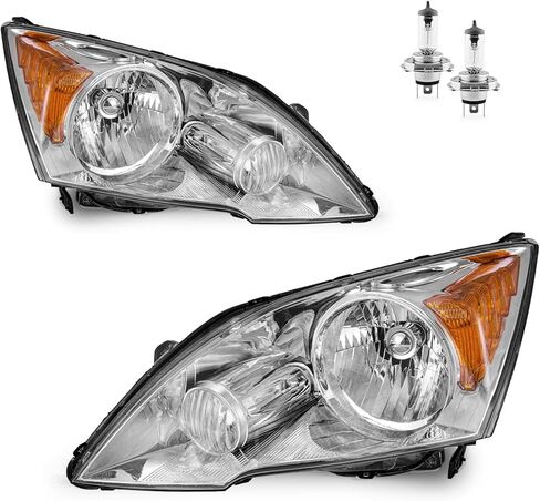 for 2007-2011 HONDA CR-V EX, EX-L, LX, SE [4-Door Sport Utility] Headlights Pair Headlamp set Chrome Housing Amber Reflector L+R Side in Saudi Arabia