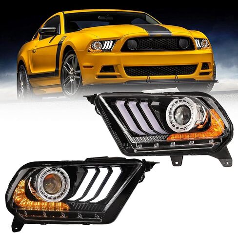 ROXX Projector Led Headlights Compatible with 2010 2011 2012 Ford Mustang, w/Amber Sequential Turn Signalsw/Dynamic Animation& Breathing Lighting in Kuwait