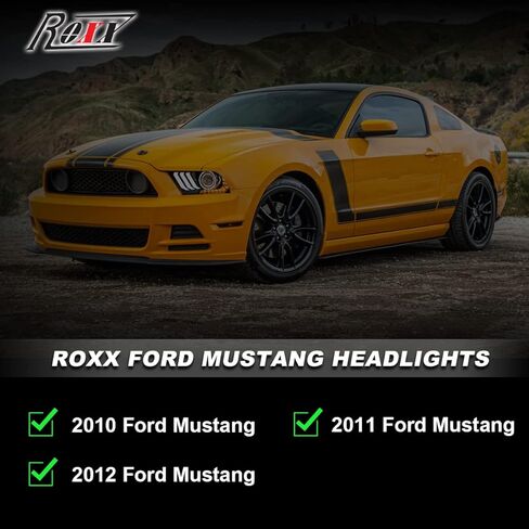ROXX Projector Led Headlights Compatible with 2010 2011 2012 Ford Mustang, w/Amber Sequential Turn Signalsw/Dynamic Animation& Breathing Lighting in Kuwait