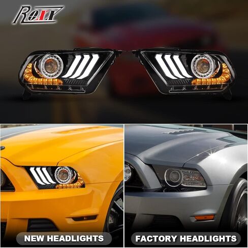 ROXX Projector Led Headlights Compatible with 2010 2011 2012 Ford Mustang, w/Amber Sequential Turn Signalsw/Dynamic Animation& Breathing Lighting in Kuwait