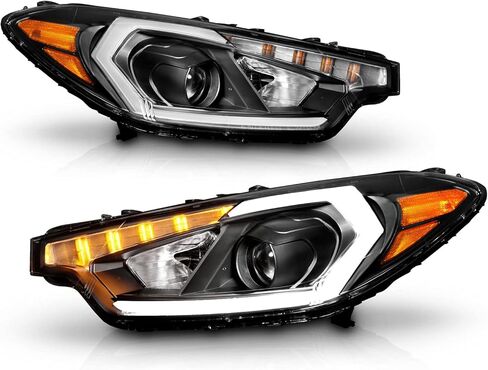 AmeriLite for 2014-2016 Kia Forte w/LED Position Models Projector DRL Light Tube Black Replacement Headlights Assembly Pair - Driver and Passenger Side in Saudi Arabia