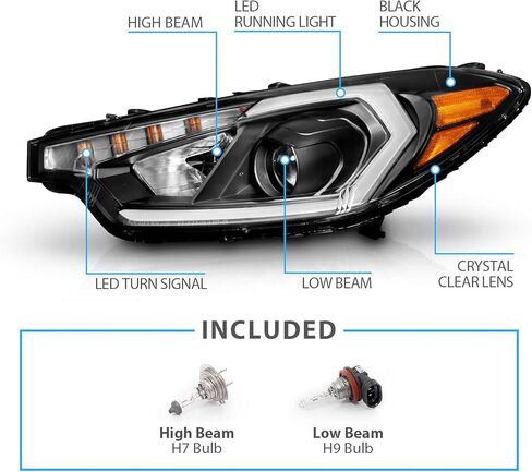 AmeriLite for 2014-2016 Kia Forte w/LED Position Models Projector DRL Light Tube Black Replacement Headlights Assembly Pair - Driver and Passenger Side in Saudi Arabia