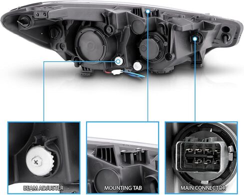 AmeriLite for 2014-2016 Kia Forte w/LED Position Models Projector DRL Light Tube Black Replacement Headlights Assembly Pair - Driver and Passenger Side in Saudi Arabia