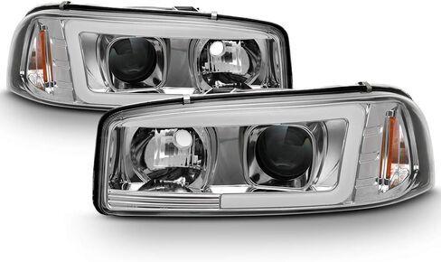 AKKON - For 99-06 GMC Sierra 1500 2500HD 3500 C3 Yukon XL Chrome LED Tube Projector Headlights + LED Bumper Lamp Pair in Saudi Arabia