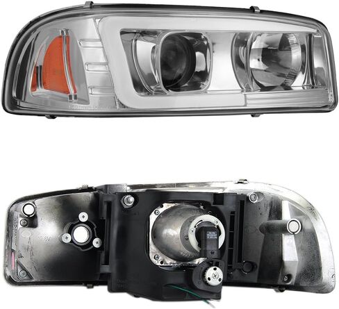 AKKON - For 99-06 GMC Sierra 1500 2500HD 3500 C3 Yukon XL Chrome LED Tube Projector Headlights + LED Bumper Lamp Pair in Saudi Arabia