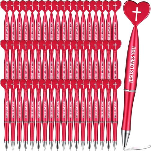 120 Pcs Christian Gifts Pens Bulk Motivational Quote Jesus Love You Heart Shaped Motivational Ballpoint Pens for Church Colors (Vintage Color) in Saudi Arabia
