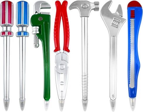 7 قطع من أقلام حبر جاف أداة مضحكة، قلم حبر أسود مبتكر على شكل جهاز، أقلام مطرقة، قلم كتابة مفتاح ربط للعمال الحرفيين، لوازم قرطاسية المكتب in Kuwait