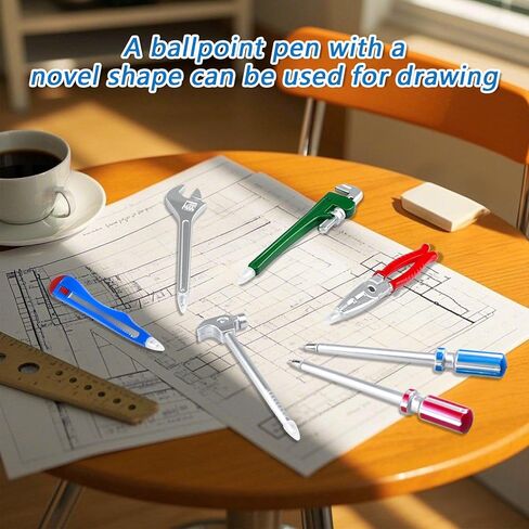7 قطع من أقلام حبر جاف أداة مضحكة، قلم حبر أسود مبتكر على شكل جهاز، أقلام مطرقة، قلم كتابة مفتاح ربط للعمال الحرفيين، لوازم قرطاسية المكتب in Kuwait