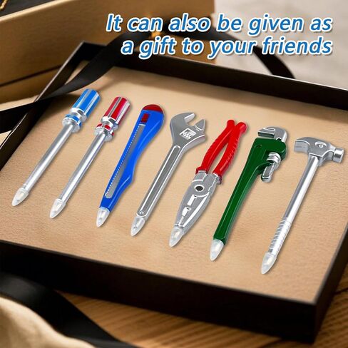 7 قطع من أقلام حبر جاف أداة مضحكة، قلم حبر أسود مبتكر على شكل جهاز، أقلام مطرقة، قلم كتابة مفتاح ربط للعمال الحرفيين، لوازم قرطاسية المكتب in Kuwait