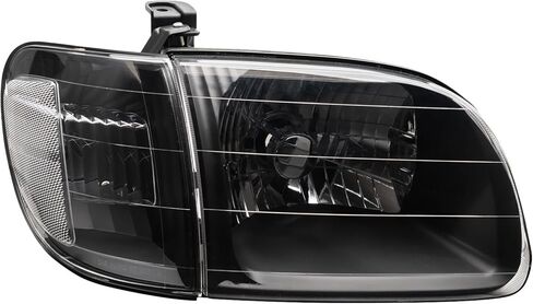 Headlight Assembly Fit For 2000 2001 2002 2003 2004 Toyota Tundra Headlights + Parking Lights Lamps Black Housing White Corner Clear Lens Driver and Passenger Side TO2530135 TO2531135 in Kuwait