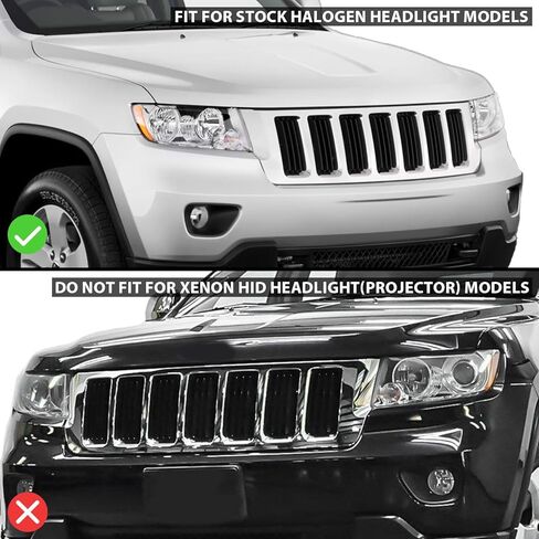 AmeriLite for 2011-2013 Jeep Grand Cherokee WK2 C-Type LED Switchback Tube Black Square Projector Headlight Assembly Pair - Passenger and Driver Side in Saudi Arabia