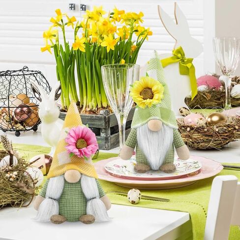 مجموعة من 2 تماثيل الربيع وعباد الشمس وديكورات جنوم الصيف المصنوعة يدويًا للمنزل والمزرعة صينية متدرجة وحفلات الأعياد والمهرجانات in Kuwait