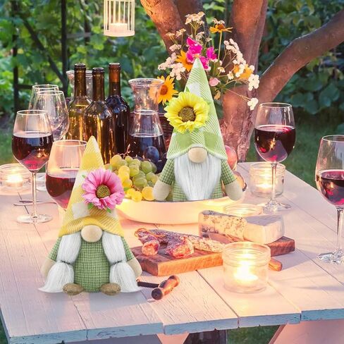 مجموعة من 2 تماثيل الربيع وعباد الشمس وديكورات جنوم الصيف المصنوعة يدويًا للمنزل والمزرعة صينية متدرجة وحفلات الأعياد والمهرجانات in Kuwait