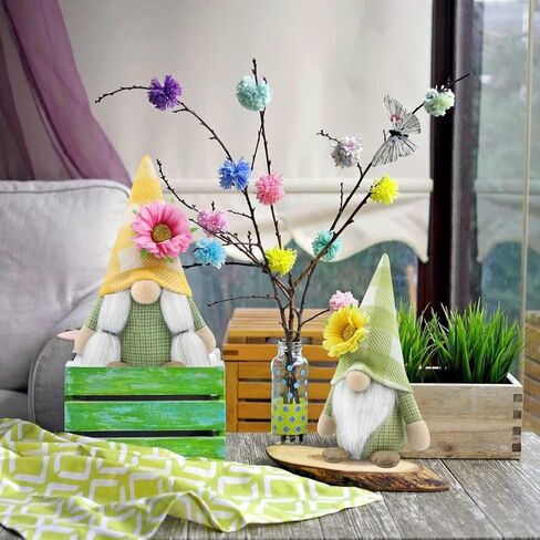 مجموعة من 2 تماثيل الربيع وعباد الشمس وديكورات جنوم الصيف المصنوعة يدويًا للمنزل والمزرعة صينية متدرجة وحفلات الأعياد والمهرجانات in Kuwait