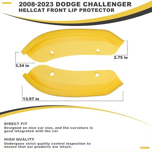 Front Lip Protector Compatible with 2008-2023 Dodge Challenger SRT Hellcat Front Bumper Lip Splitter Lower Lip Protection Guard Yellow (Pair) in Kuwait