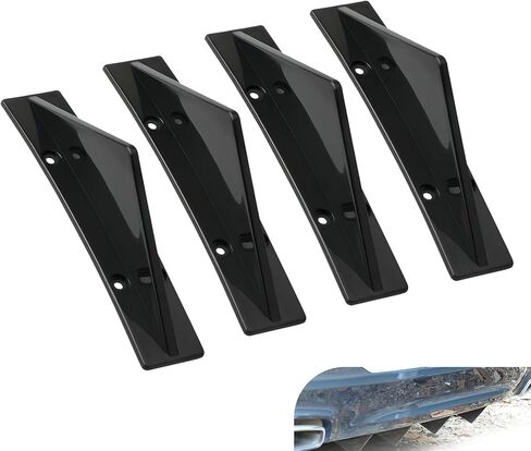 4 PCS Car Rear Bumper Spoilers, Triangle Shark Fin Diffuser with Glossy Surface, ABS Anti-collision Airflow Deflector Accessory, Universal Self-adhesive Buffer Modification for Cars (Black) in Kuwait
