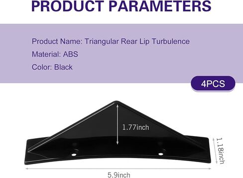 4 PCS Car Rear Bumper Spoilers, Triangle Shark Fin Diffuser with Glossy Surface, ABS Anti-collision Airflow Deflector Accessory, Universal Self-adhesive Buffer Modification for Cars (Black) in Kuwait