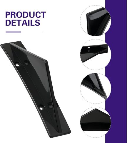 4 PCS Car Rear Bumper Spoilers, Triangle Shark Fin Diffuser with Glossy Surface, ABS Anti-collision Airflow Deflector Accessory, Universal Self-adhesive Buffer Modification for Cars (Black) in Kuwait